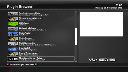 ShootYourScreen im Erweiterungsmenü